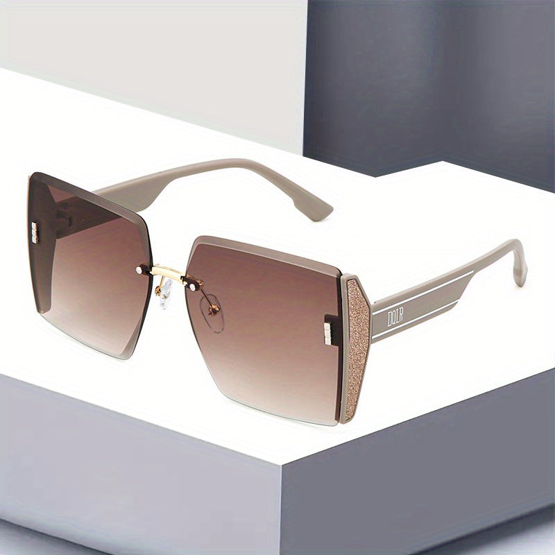 Glitter Gradient Square Rimless Sunglasses UV400 Sun Shades