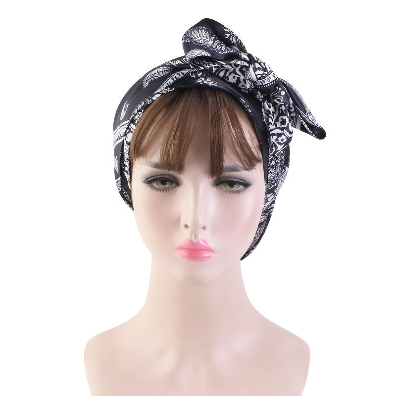 Satin Paisley Print Turban Head Wrap Hijab Scarf