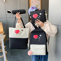 4PCS/SET Kids School Bags Women Nylon Backpack Children Korea Shoulder bag Satch