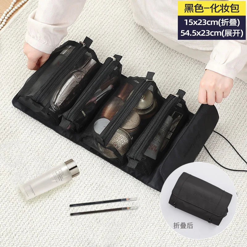 4PCS Women's Cosmetics Bag Mesh Separable Zipper Pouch