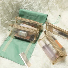 4PCS Women's Cosmetics Bag Mesh Separable Zipper Pouch