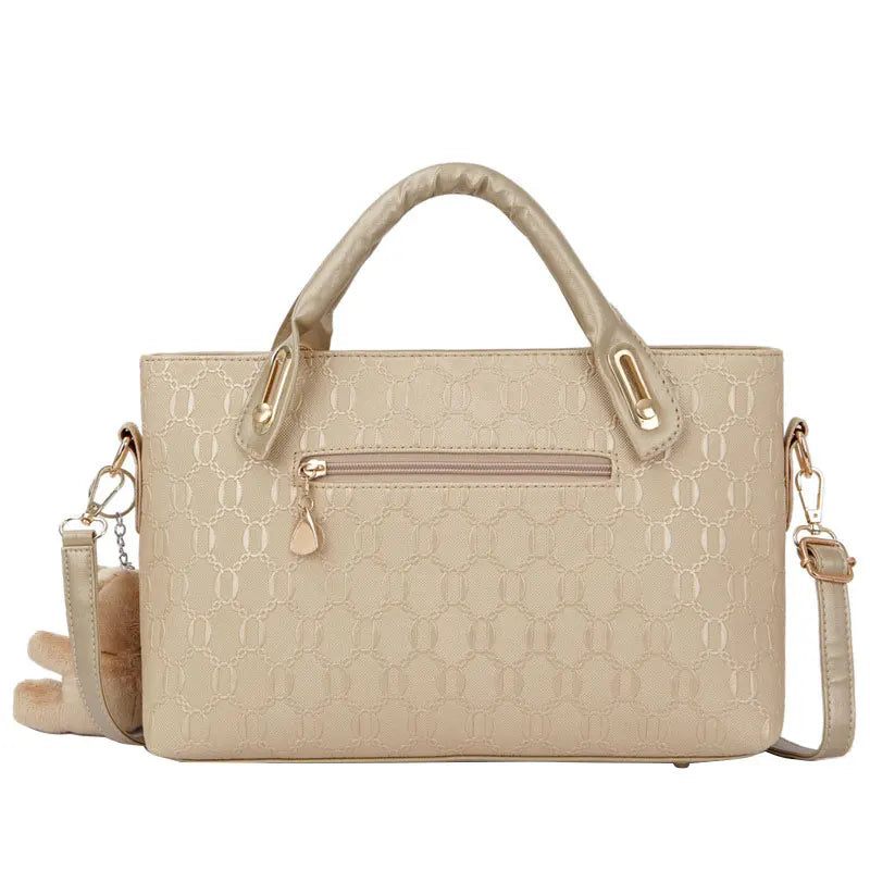 4Pcs/Set Women PU Leather Handbag Shoulder Bag Solid Messenger Tote Pack