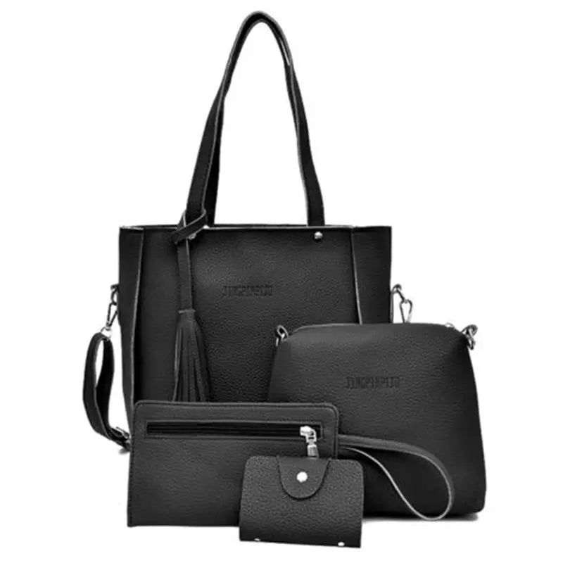 4Pcs Set Women Leather Shoulder Bags Tote Purse Satchel Messenger Bags