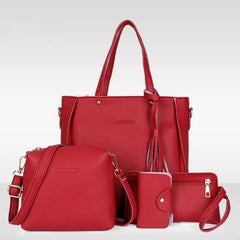 4Pcs Set Women Leather Shoulder Bags Tote Purse Satchel Messenger Bags