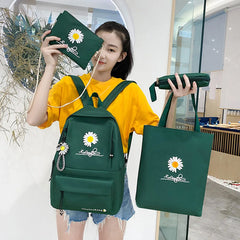4Pcs/Set Daisy Canvas School Backpacks for Teenage Girls