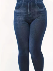  Denim Print High Rise Skinny Trousers