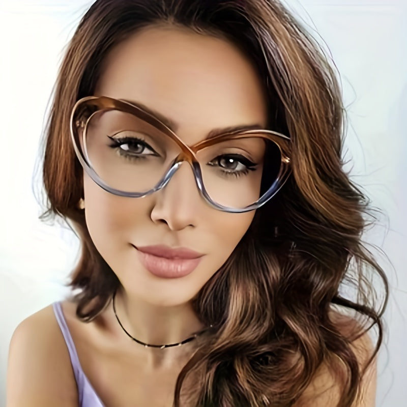 Y2K Light Blocking Glasses Jelly Block Cat Eye Clear Lens Anti Eyestrain