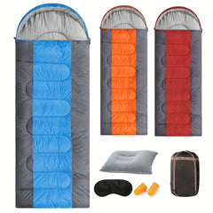 1pc Camping Sleeping Bag Set with Pillow, Eye Mask, Earplugs