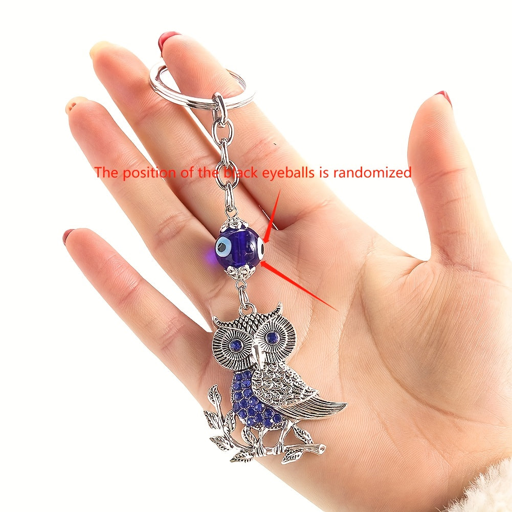 Lucky Evil Eye Owl Keychain Rhinestone Bag Car Key Chain Pendant