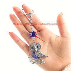 Lucky Evil Eye Owl Keychain Rhinestone Bag Car Key Chain Pendant