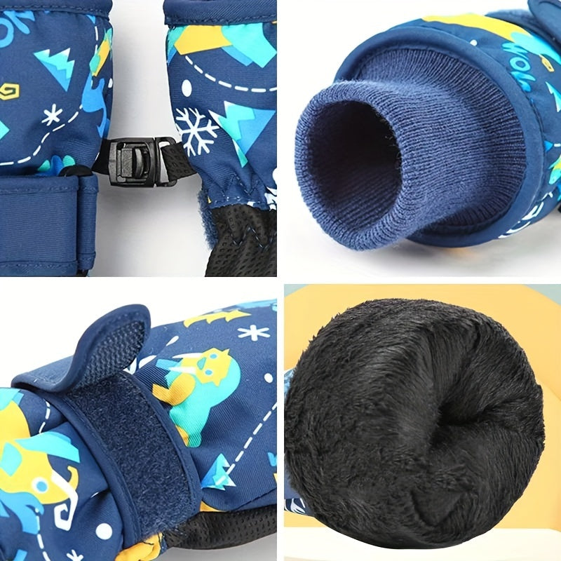 Children's Ski Gloves Windproof Waterproof Plus Velvet Thickening