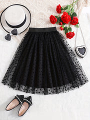 Girls Heart Graphic Mesh Tutu Skirt High Waist for Party
