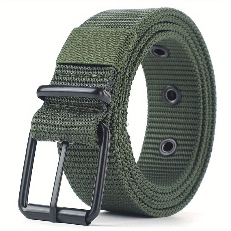 Porous Canvas Belt Men's Pin Buckle Leather Belt