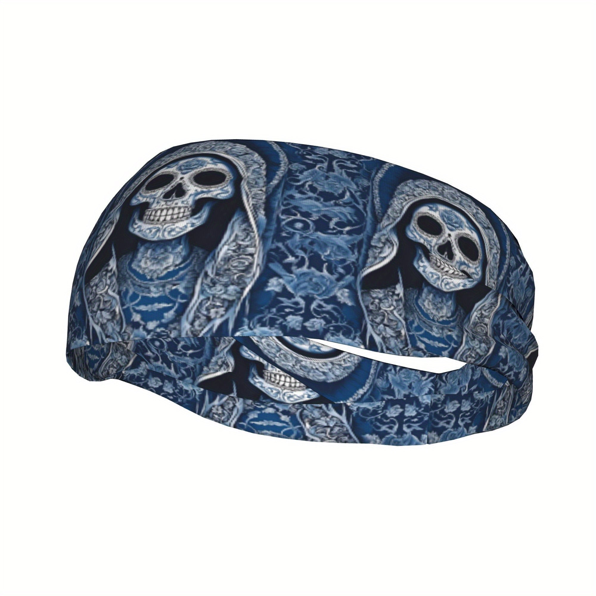 Skull Sports Headband Sweat Wicking Stretchy Polyester