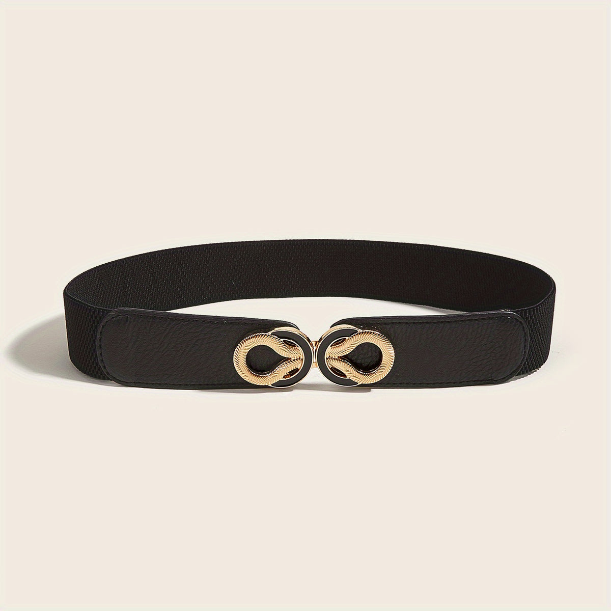 Double Snake Buckle Elastic Belt Wide Waistband Vintage Girdle