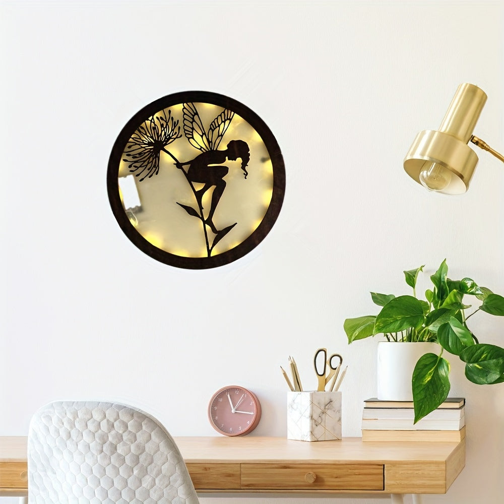 Children's Room Angel's Wings LED Wooden Wall Sticker Pendant
