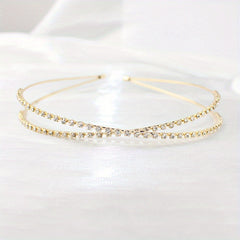Crossed Rhinestone Headband Skinny Headdress Hair Band for Wedding