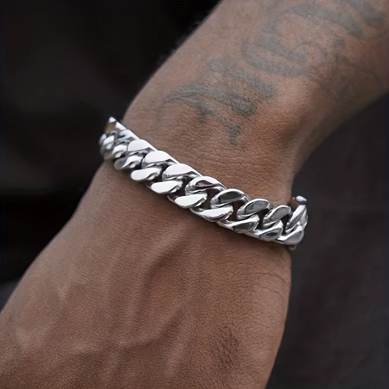 Stainless Steel Cuban Chain Bracelet Men's Hip hop High Street Accessories