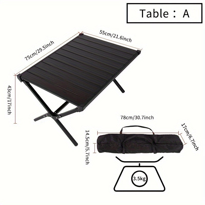 1pc Folding Picnic Table Outdoor Camping Lightweight Aluminum Table