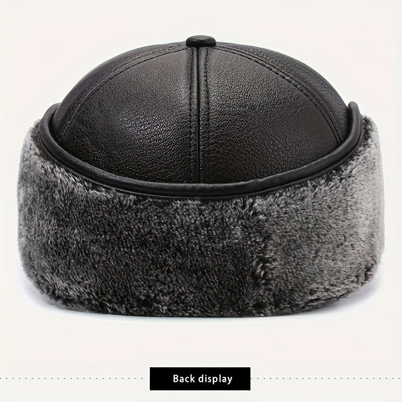 Waterproof PU Leather Men's Winter Baseball Cap