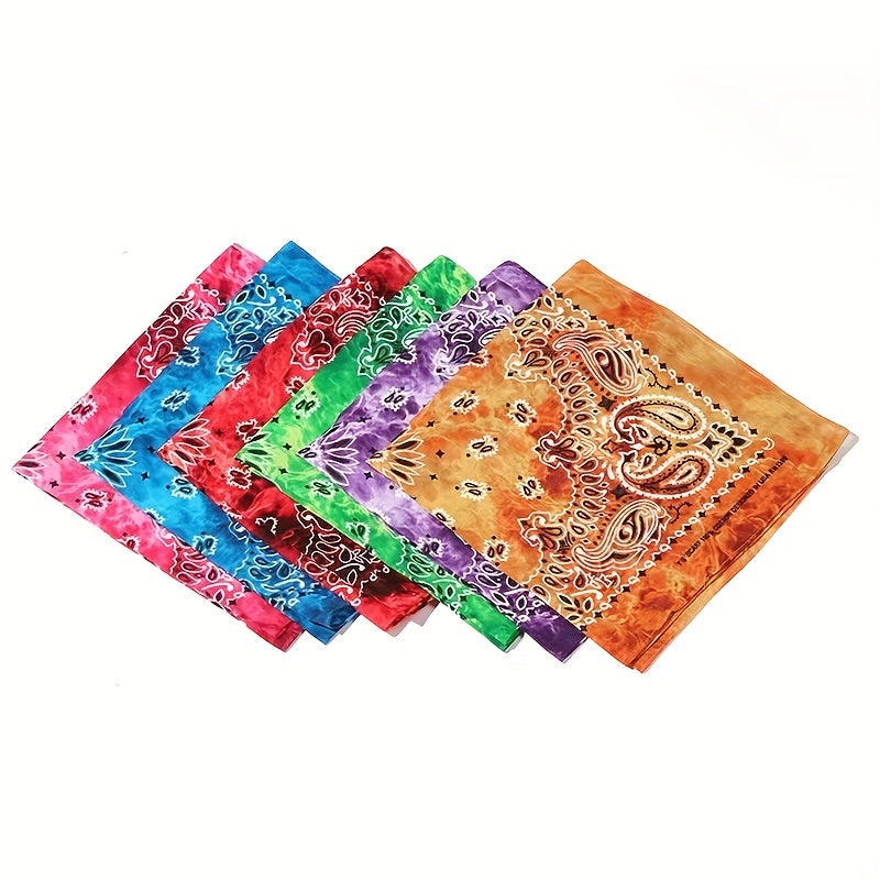 Tie Dye Paisley Print Bandana Unisex Square Scarf Handkerchief