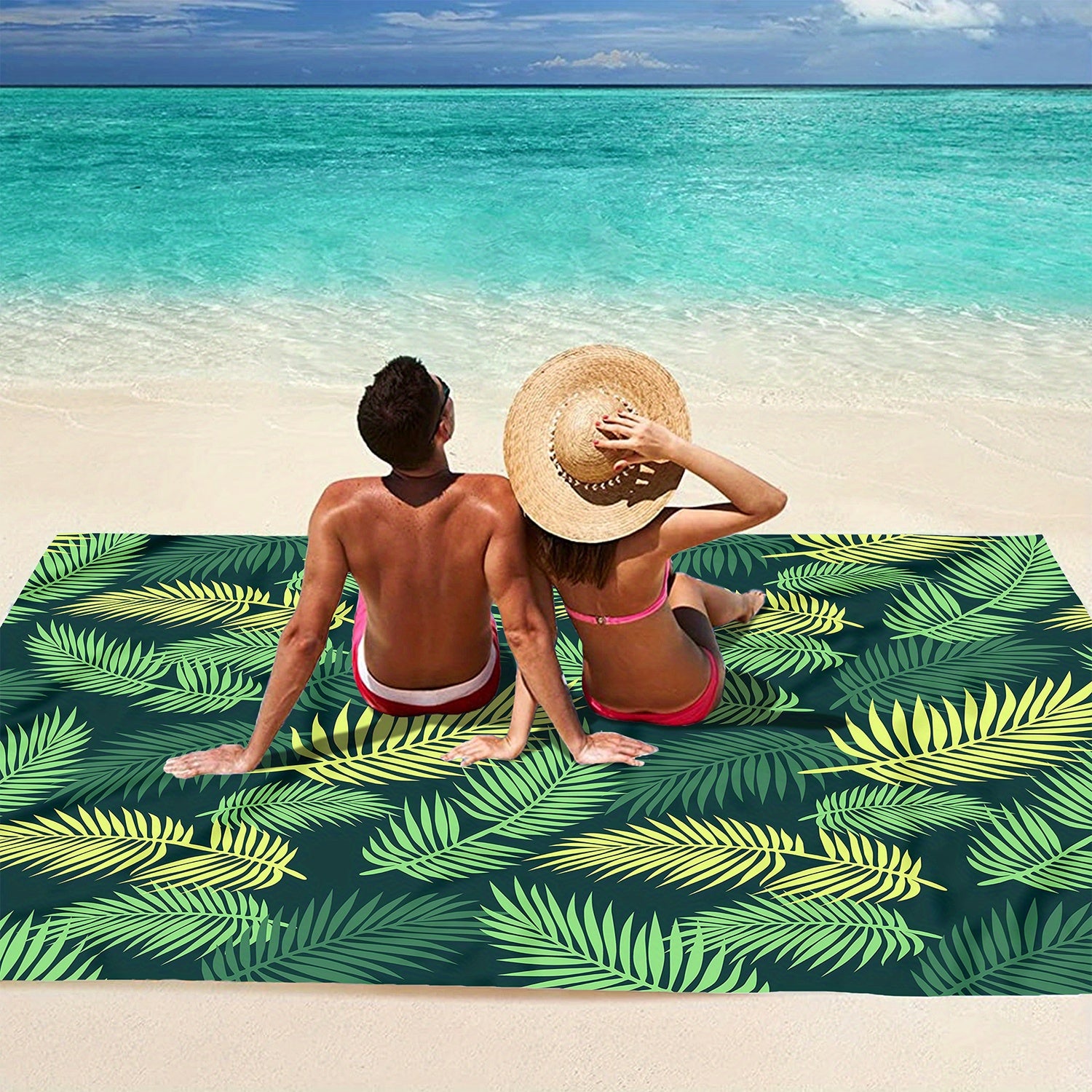 Waterproof Picnic Mat with Starfish and Shell Pattern for Camping