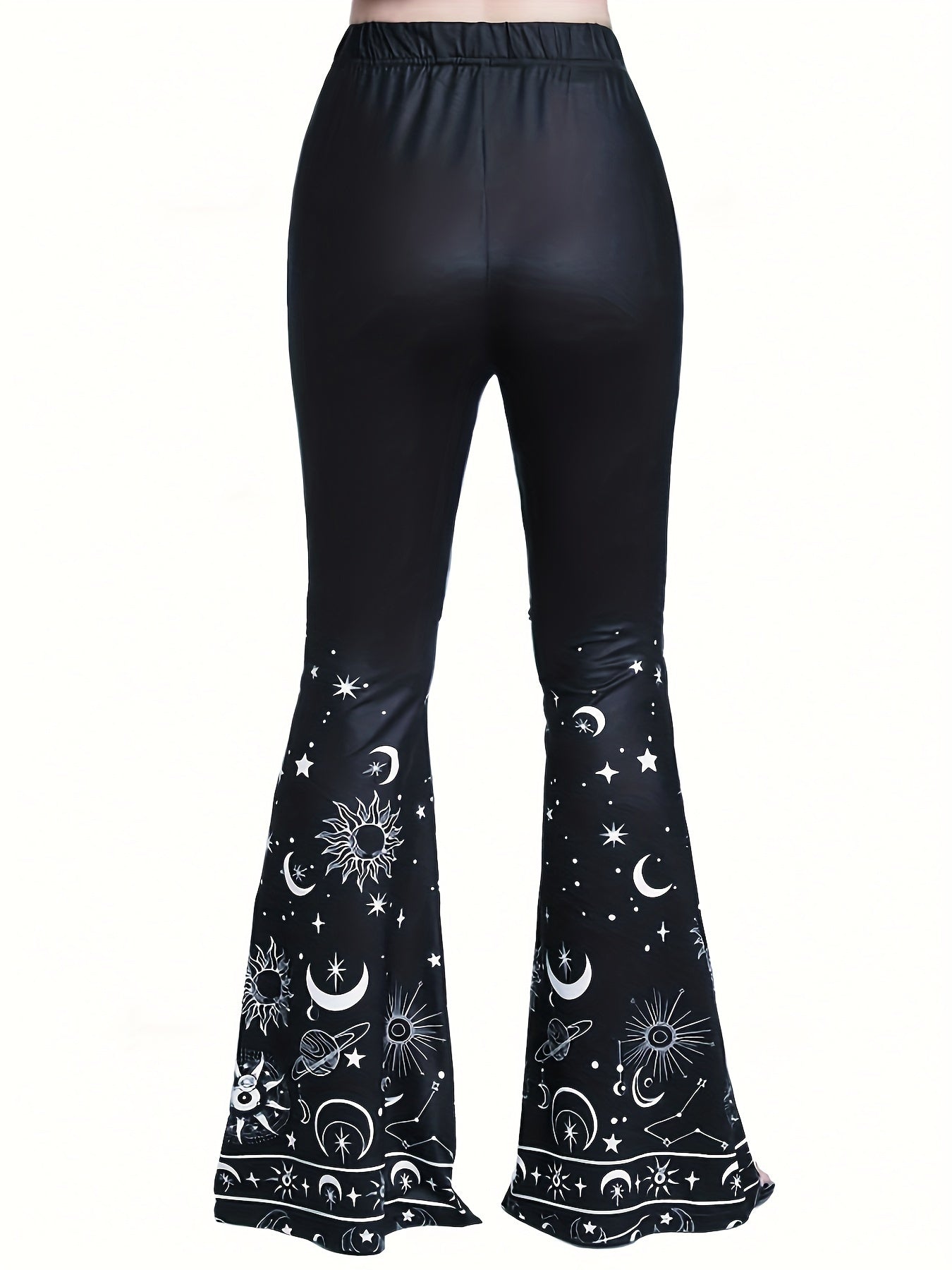 Women's Plus Sun & Moon Print Flared Leg Trousers