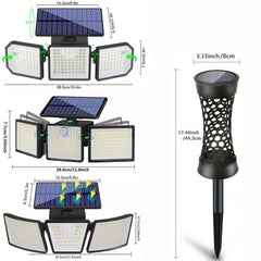 Outdoor Solar Wall Lights 3000LM Motion Sensor Waterproof Rotatable