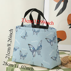 Rhinestone Butterfly Printed Lunch Bag Waterproof Insulated Portable Cooler