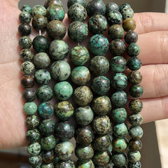 African Turquoise Round Loose Beads - 15 In