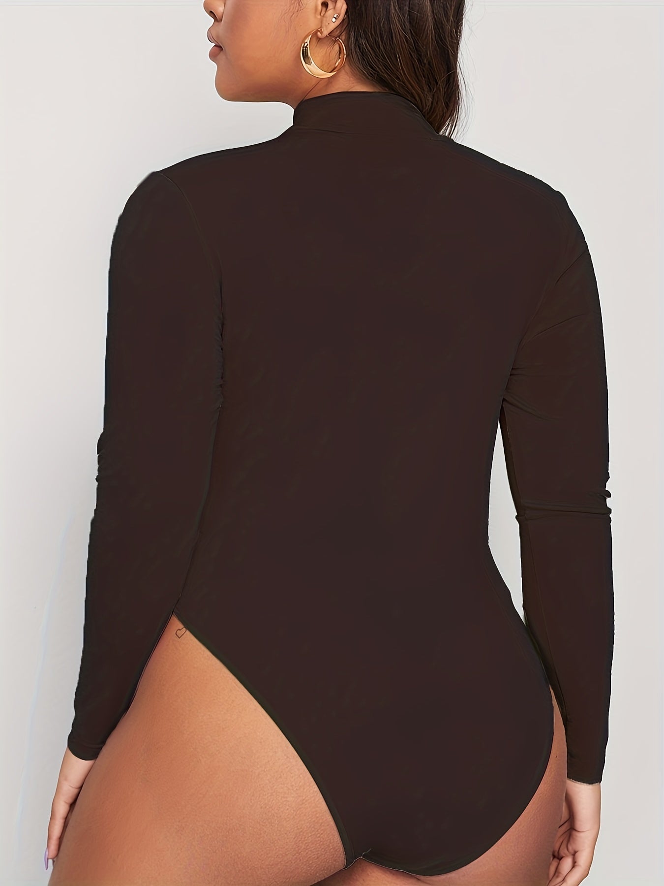  Solid Long Sleeve Mock Neck Bodysuit
