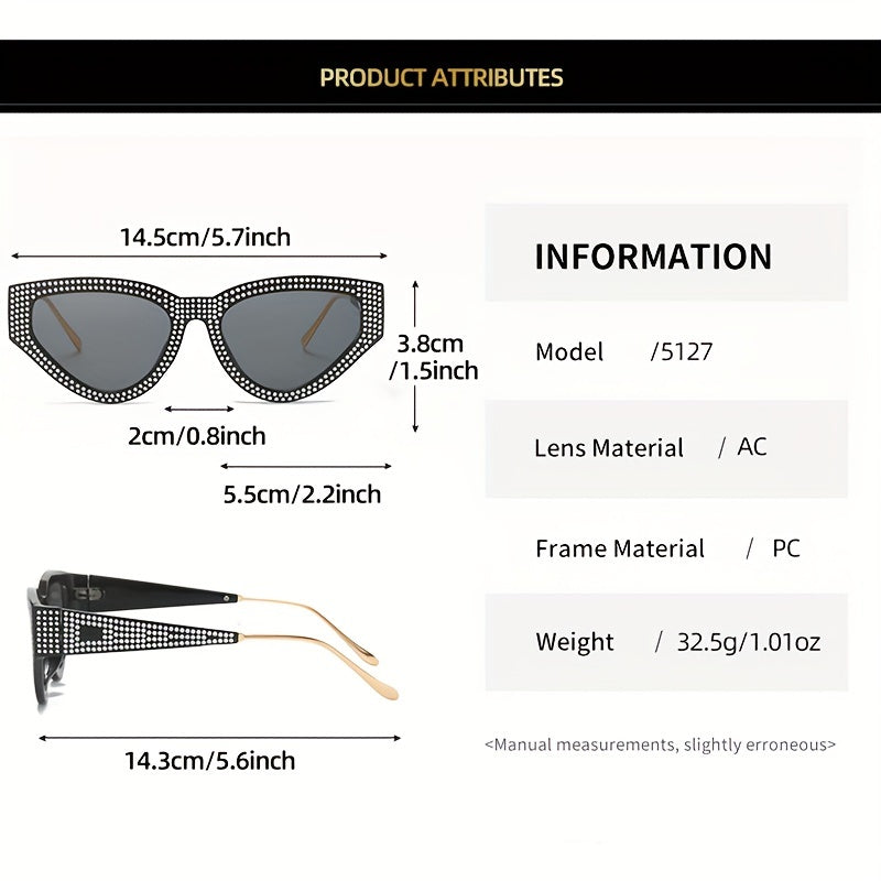 Y2K Rhinestone Cat Eye Sunglasses UV400