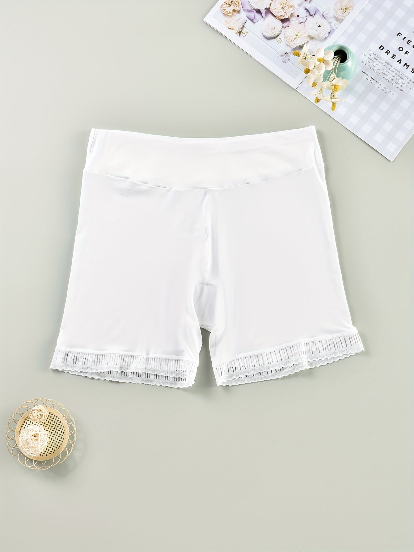  Panty Women's Plus Contrast Lace Trim Safety Shorts