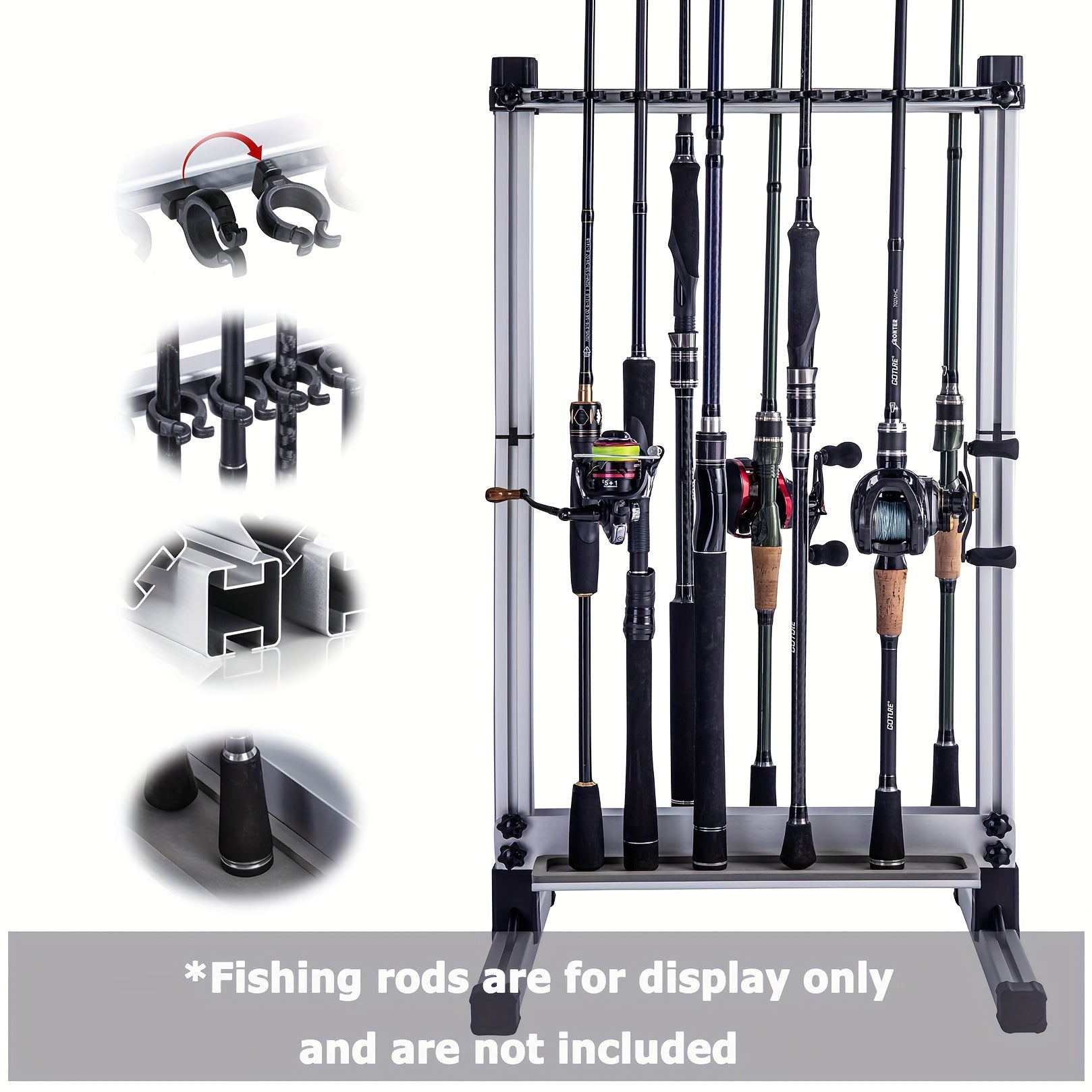 24 Slot Fishing Rod Holder Adjustable Storage Organizer Gift for Men