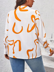  Graffiti Print Long Sleeve Button Up Collar Shirt