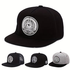 Men's Flat Brim Baseball Cap With Letter Embroidery