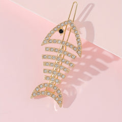 2pcs Rhinestone Fish Bone Hair Clip Alloy Hair Clip For Side Hair