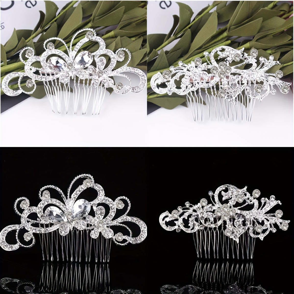 Handcrafted Bridal Hair Comb with Butterfly & Floral Design