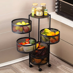 3-layer Rotating Storage Rack Floor Standing Shelf Utility Organizer Cart