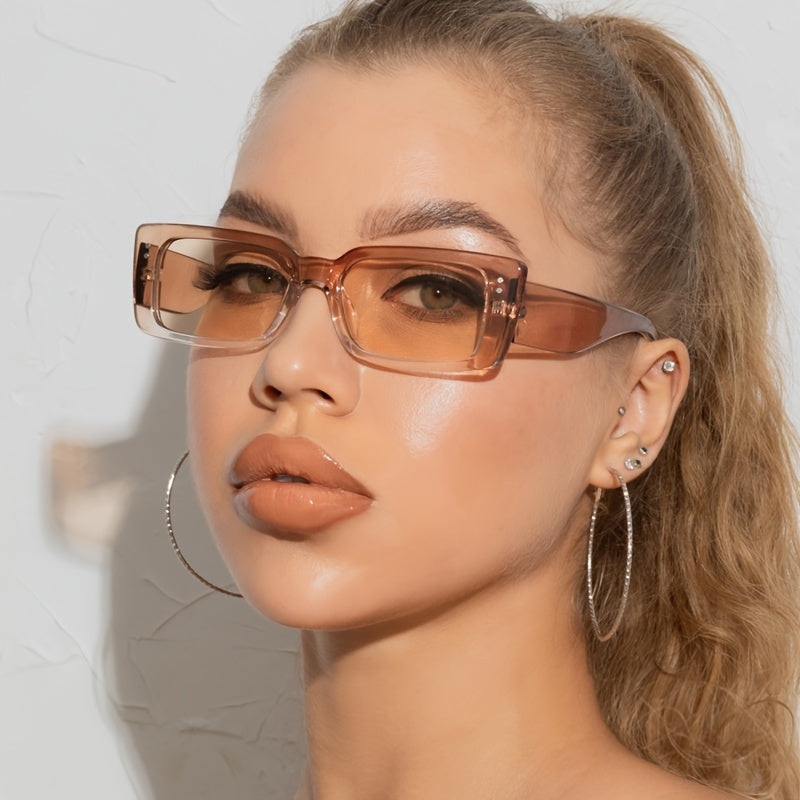 Clear Transparent Rectangle Sunglasses Vintage Retro Funky Shades