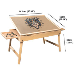Adjustable Jigsaw Puzzle Table Easel with Folding Legs and 2 Drawers