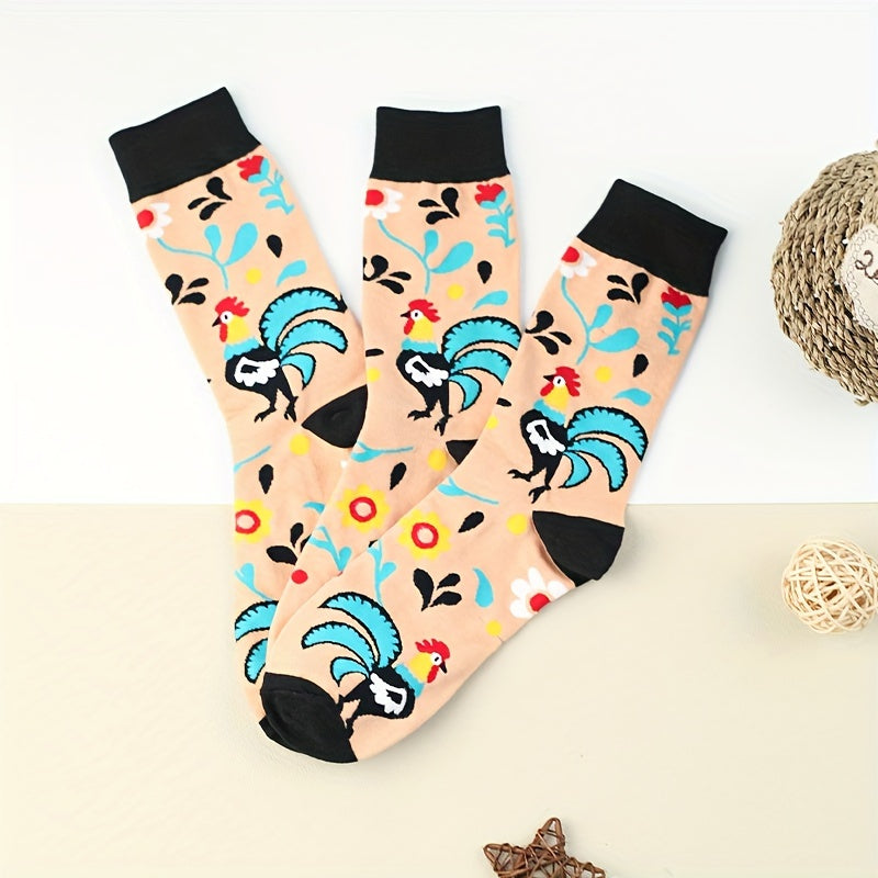 Rooster Print Socks Comfy Mid Tube Women's Stockings