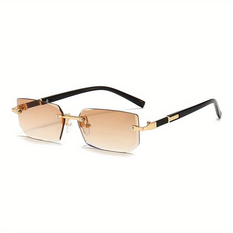 Rectangle Metal Rimless Sunglasses for Women