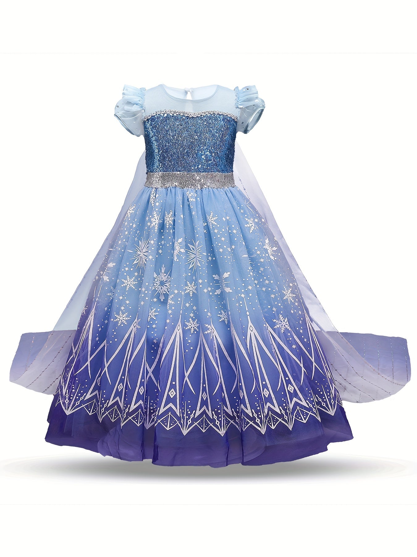Princess Dress with Artificial Diamonds and Mesh Sleeves