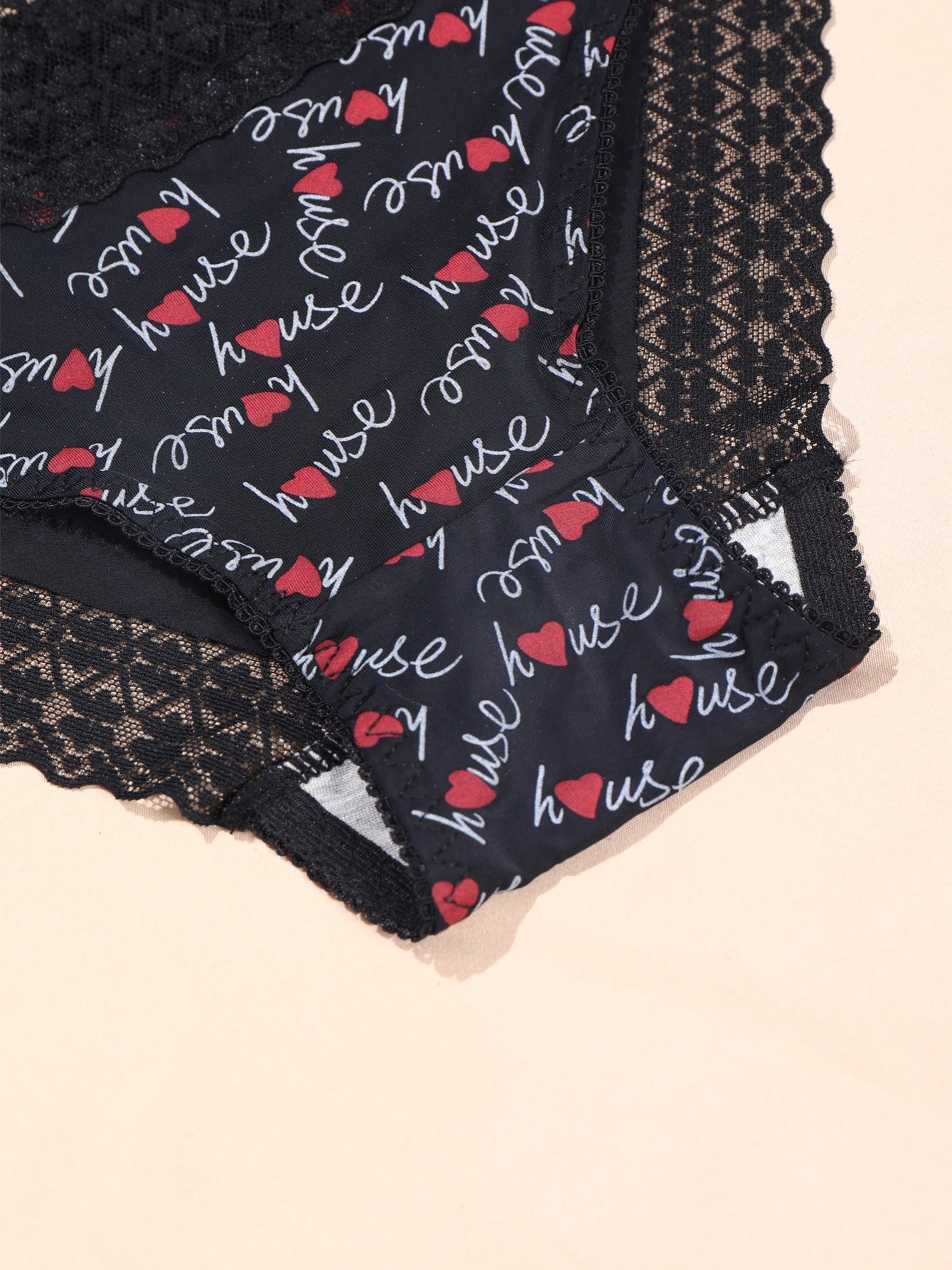  Sexy Lace Underwear Set 3pcs Letter High Stretch Panty