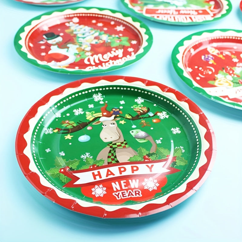 10pcs Christmas Beach Theme Disposable Dinner Plate Paper Cup Tableware