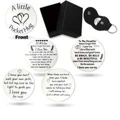 Pocket Hug Token Leather Keychain Men Birthday Christmas Boy Girl Valentines Son