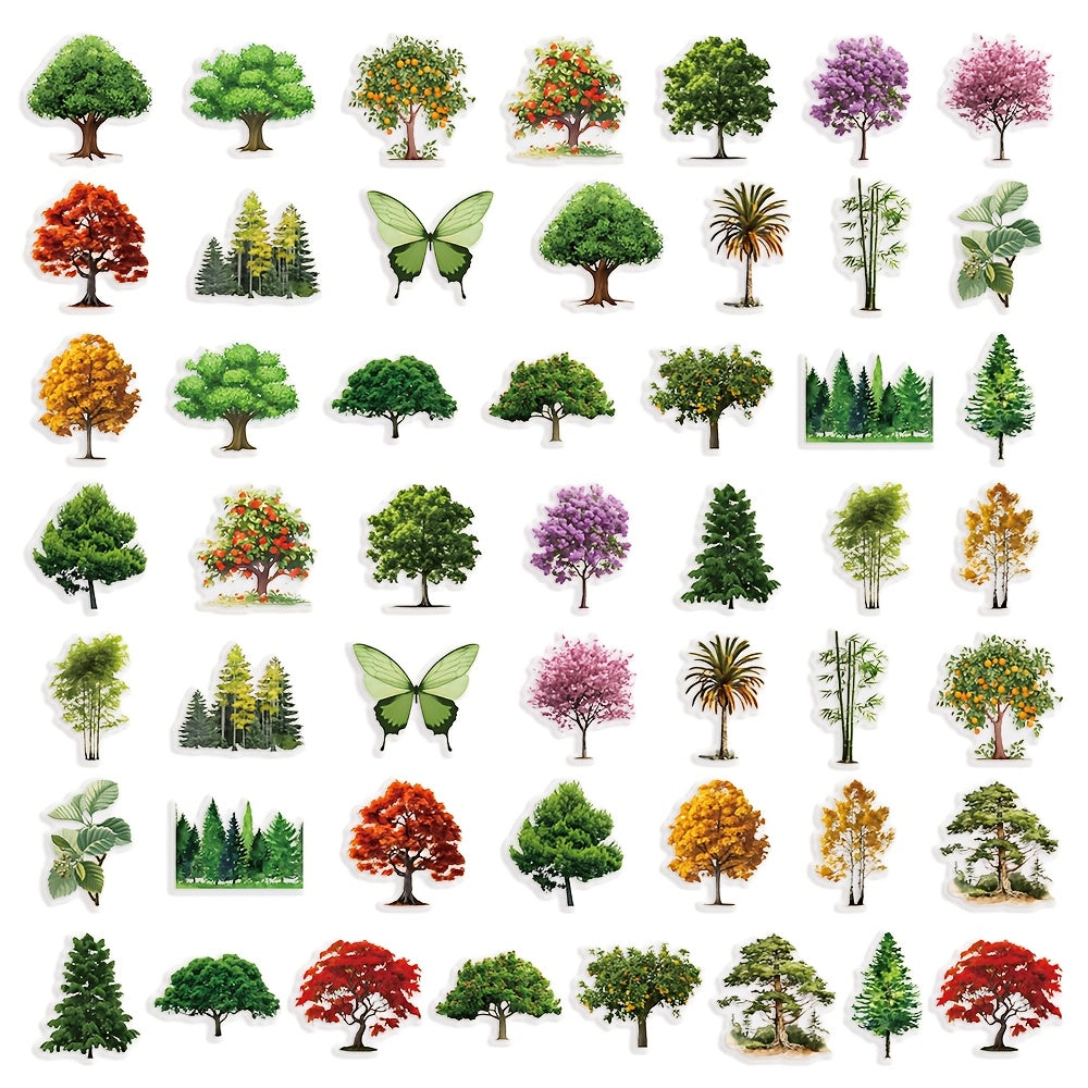YIIMANNER 50pcs Forest Plant Landscape PET Stickers for Scrapbook
