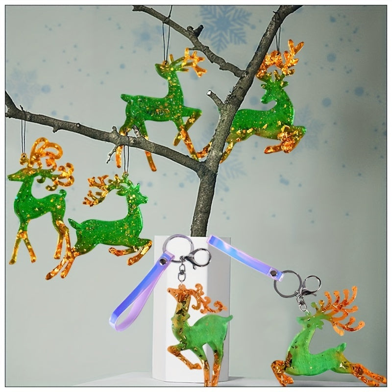 DIY Epoxy Resin Christmas Elk Reindeer Pendant Silicone Mold