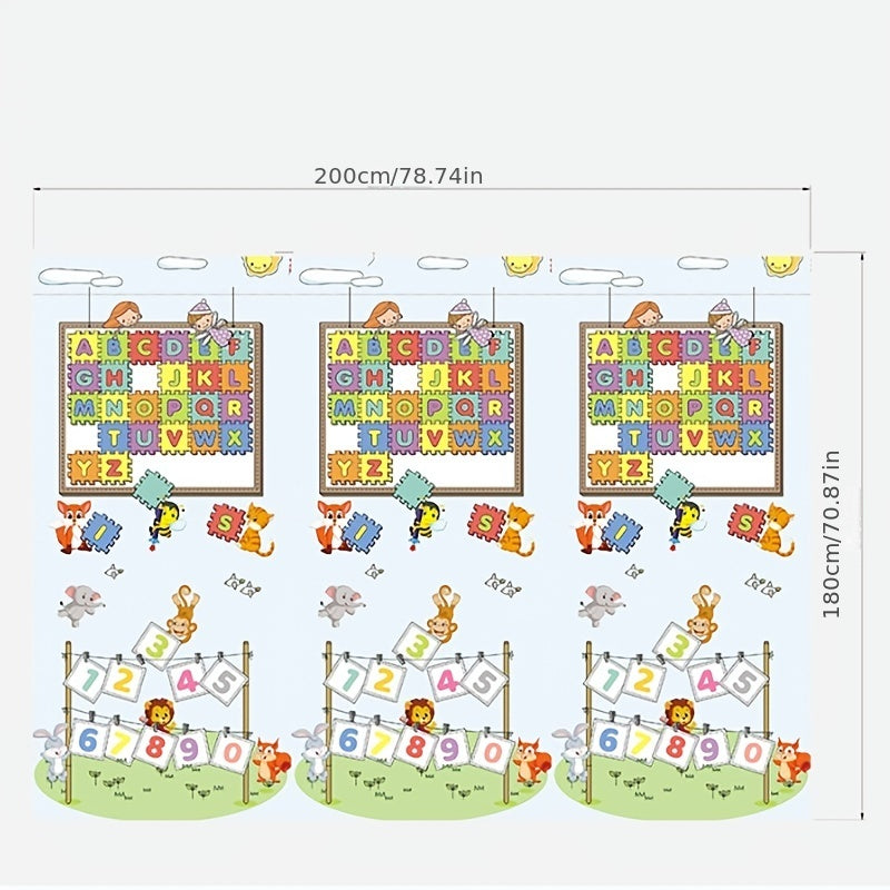 Double Sided Cartoon Crawl Mat for Kids - Easy to Clean